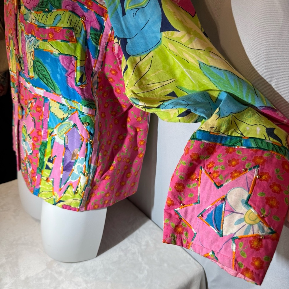 Sandy Starkman Patchwork Art Jacket Embellished B… - image 4